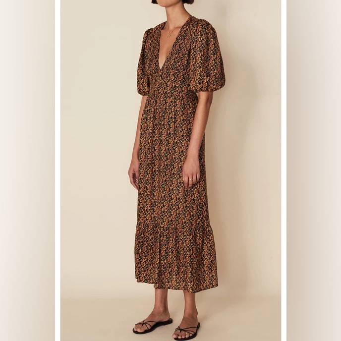 Nwt Faithful The Brand Romilla Midi Dress In Cardette Floral Print